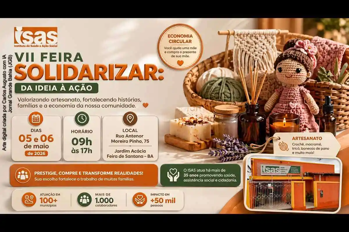VII Feira Solidarizar do ISAS acontece hoje em Feira de Santana com artesanato e economia circular